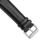 Image of 22mm 7.5" Black Teju Lizard Style Grain Leather Silver-tone Buckle Watch Band