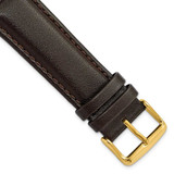 Image of 22mm 7.5" Brown Smooth Leather Chrono Gold-tone Buckle Watch Band
