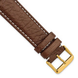 Image of 22mm 7.5" Brown Sport Leather White Stitch Gold-tone Buckle Watch Band