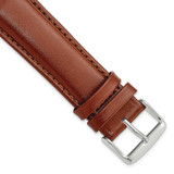 Image of 22mm 7.5" Havana Leather Chrono Silver-tone Buckle Watch Band