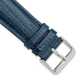 Image of 22mm 7.5" Navy Teju Lizard Style Grain Leather Silver-tone Buckle Watch Band