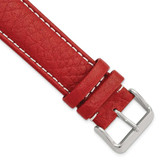 Image of 22mm 7.5" Red Sport Leather White Stitch Silver-tone Buckle Watch Band