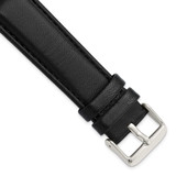 Image of 22mm 7.75" Black Glove Leather Silver-tone Buckle Watch Band