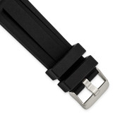 Image of 22mm 8" Black Grooved Silicone Rubber Silver-tone Buckle Watch Band