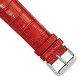 Image of 22mm 8.5" Long Red Croc Style Grain Leather Chrono Silver-tone Buckle Watch Band