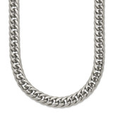24 inch Stainless Steel 12.5mm Polished Double Curb Chain Necklace