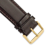 Image of 24mm 6.75" Short Brown Smooth Leather Chrono Gold-tone Buckle Watch Band