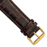 Image of 24mm 7.5" Brown Crocodile Style Leather Chrono Gold-tone Buckle Watch Band