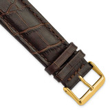 Image of 24mm 7.5" Brown Matte Alligator Style Grain Leather Gold-tone Buckle Watch Band