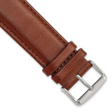 Image of 24mm 7.5" Havana Leather Chrono Silver-tone Buckle Watch Band