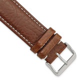 Image of 24mm 7.5" Havana Leather White Stitch Silver-tone Buckle Watch Band