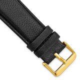 Image of 24mm 7.75" Black Glove Leather Gold-tone Buckle Watch Band