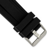 Image of 24mm 8" Black Grooved Silicone Rubber Silver-tone Buckle Watch Band