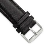 Image of 24mm 8.5" Long Black Leather Chrono Silver-tone Buckle Watch Band