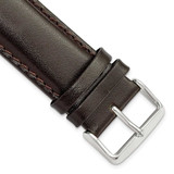 Image of 24mm 8.5" Long Brown Leather Chrono Silver-tone Buckle Watch Band
