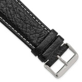 Image of 26mm 7.5" Black Leather White Stitch Silver-tone Buckle Watch Band