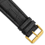 Image of 26mm 7.5" Black Matte Alligator Style Grain Leather Gold-tone Buckle Watch Band