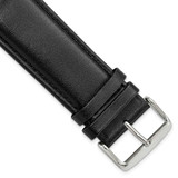 Image of 26mm 7.5" Black Smooth Leather Chrono Silver-tone Buckle Watch Band