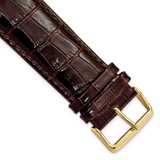 Image of 26mm 7.5" Brown Crocodile Style Leather Chrono Gold-tone Buckle Watch Band