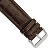 Image of 26mm 7.5" Brown Matte Gator Style Grain Leather Silver-tone Buckle Watch Band