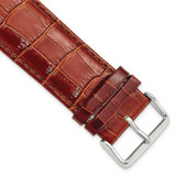 Image of 26mm 7.5" Havana Croc Style Leather Chrono Silver-tone Buckle Watch Band