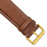 Image of 26mm 7.5" Havana Leather White Stitch Gold-tone Buckle Watch Band