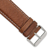 Image of 26mm 7.5" Havana Leather White Stitch Silver-tone Buckle Watch Band