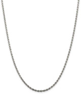 Image of 28" Sterling Silver Rhodium-plated 2.25mm Diamond-cut Rope Chain Necklace
