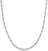 Image of 28" Sterling Silver Rhodium-plated 4mm Figaro Chain Necklace