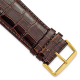 Image of 28mm 7.5" Brown Crocodile Style Leather Chrono Gold-tone Buckle Watch Band