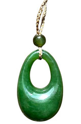 Image of 32mm Genuine Natural Nephrite Jade Cutout Oval Pendant