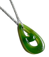 Image of 33mm Genuine Natural Nephrite Jade Wave Design Pendant