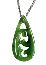 Image of 34mm Genuine Natural Nephrite Jade Fancy Teardrop Pendant