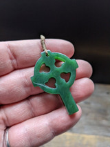 44mm Natural Untreated Nephrite Jade Celtic Cross Pendant