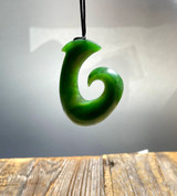 59mm Natural Untreated Nephrite Jade Fish Hook Pendant