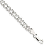 Image of 6" Sterling Silver 7mm Double Link Charm Bracelet