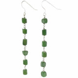 65mm Long Sterling Silver Natural Untreated Nephrite Jade Bead Earrings