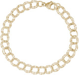 Image of 7" 10K Yellow Gold Large Double Link Dapped Curb Classic Charm Bracelet by Rembrandt