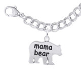 Image of 7" Sterling Silver Double Link Charm Bracelet w/ Mama Bear Charm by Rembrandt