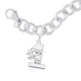Image of 7" Sterling Silver Link Charm Bracelet w/ #1 Mom Charm by Rembrandt