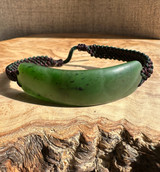 8 inch- 9 inch Natural Untreated Nephrite Jade Brushed Finish Macrame Cord Bracelet