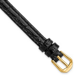 Image of 8mm 6.75" Black Alligator Style Grain Leather Gold-tone Buckle Watch Band