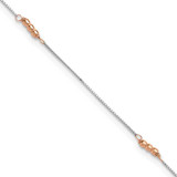 Image of 9" 14K White & Rose Gold Mirror Triple Beaded Stations Anklet