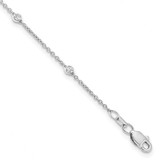 Image of 9" 14K White Gold True Origin 0.20ctw Lab-Created Diamond Rolo Station Anklet