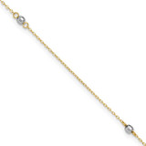 Image of 9" 14K Yellow & White Gold Mirror Small Bead Anklet