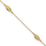 Image of 9" 14K Yellow Gold Polished Puffed Rice Bead Anklet