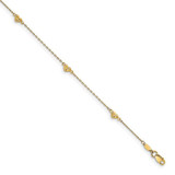 Image of 9"+1" 14K Polished and Shiny-Cut Heart Anklet