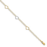 Image of 9"+1" 14K Yellow & White Gold Polished Heart Anklet