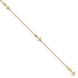 Image of 9"+1" 14K Yellow Gold Synthetic CZ Polished Anchor Anklet