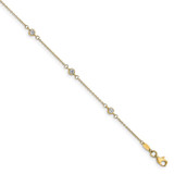 Image of 9"+1" 14K Yellow Gold Synthetic CZ Polished Anklet